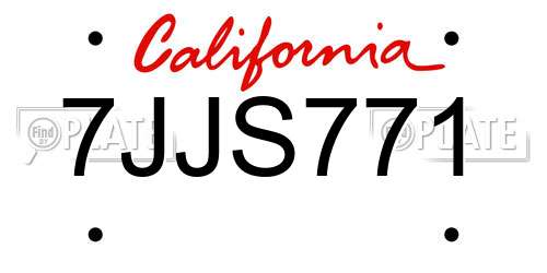 7JJS771 California License Plate