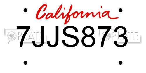 7JJS873 California License Plate