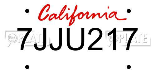 7JJU217 California License Plate