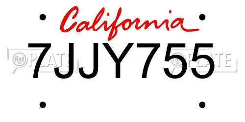7JJY755 California License Plate