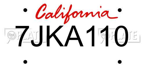 7JKA110 California License Plate