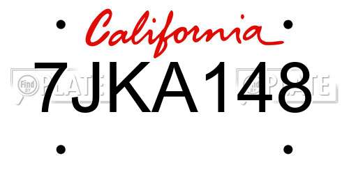 7JKA148 California License Plate