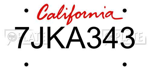 7JKA343 California License Plate