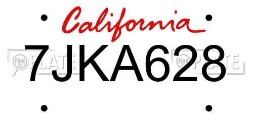 7JKA628 California License Plate