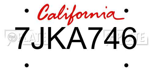 7JKA746 California License Plate