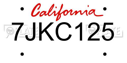 7JKC125 California License Plate
