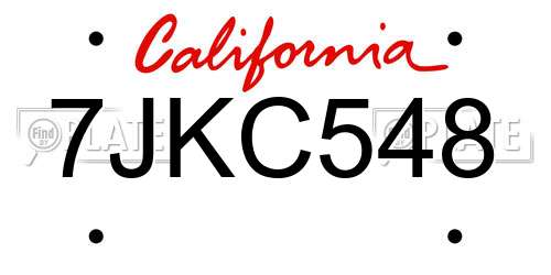 7JKC548 California License Plate