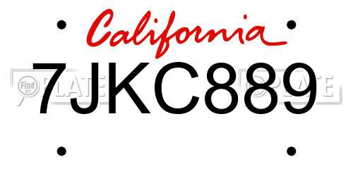 7JKC889 California License Plate
