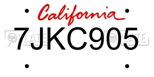 7JKC905 California License Plate