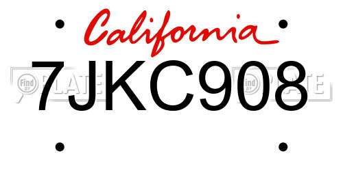 7JKC908 California License Plate