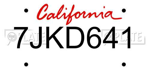 7JKD641 California License Plate