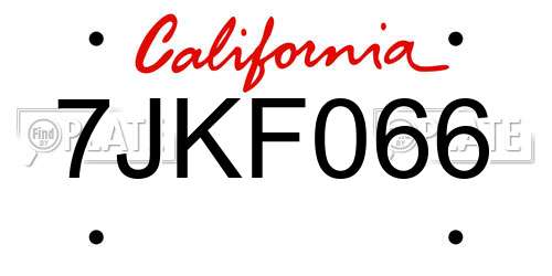 7JKF066 California License Plate