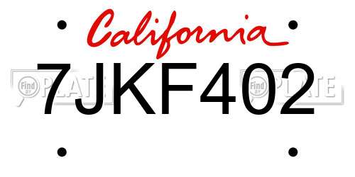 7JKF402 California License Plate