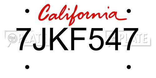 7JKF547 California License Plate