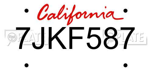 7JKF587 California License Plate