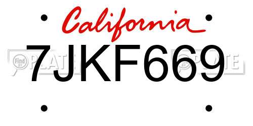 7JKF669 California License Plate