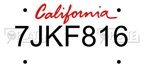 7JKF816 California License Plate