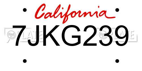 7JKG239 California License Plate