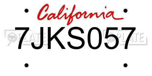 7JKS057 California License Plate