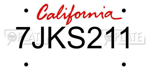 7JKS211 California License Plate