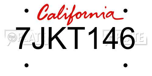 7JKT146 California License Plate