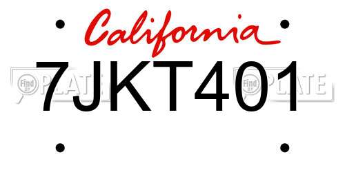 7JKT401 California License Plate