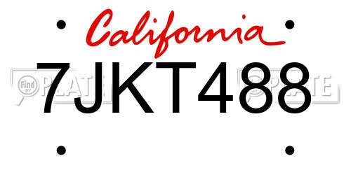 7JKT488 California License Plate