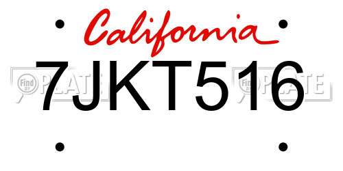 7JKT516 California License Plate