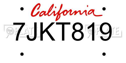 7JKT819 California License Plate