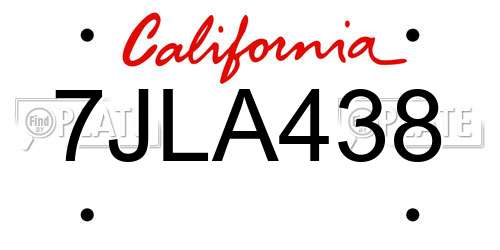 7JLA438 California License Plate