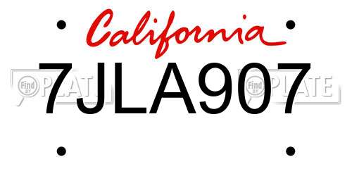7JLA907 California License Plate