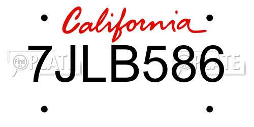 7JLB586 California License Plate