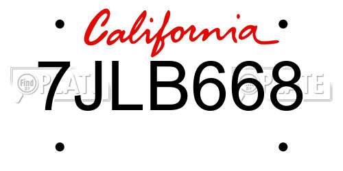7JLB668 California License Plate