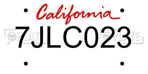 7JLC023 California License Plate