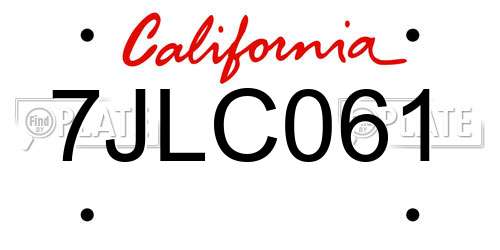 7JLC061 California License Plate