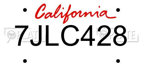 7JLC428 California License Plate