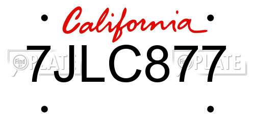 7JLC877 California License Plate