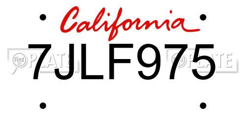 7JLF975 California License Plate