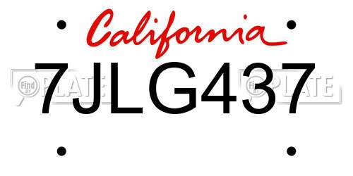 7JLG437 California License Plate