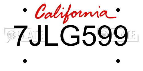 7JLG599 California License Plate