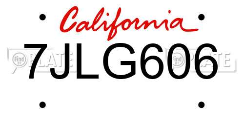 7JLG606 California License Plate