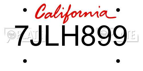 7JLH899 California License Plate