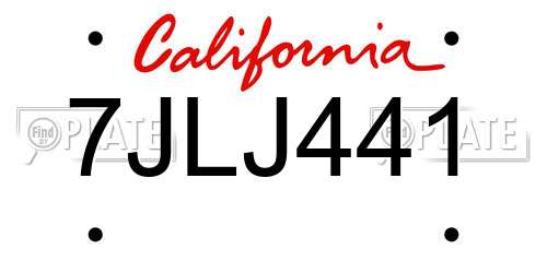 7JLJ441 California License Plate