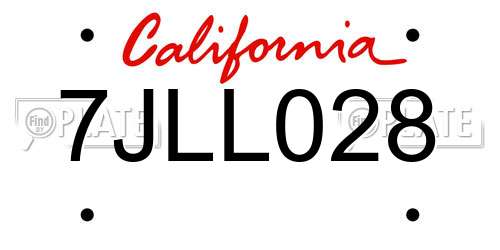 7JLL028 California License Plate