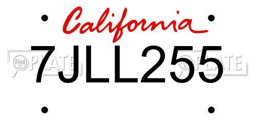 7JLL255 California License Plate