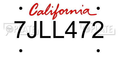 7JLL472 California License Plate