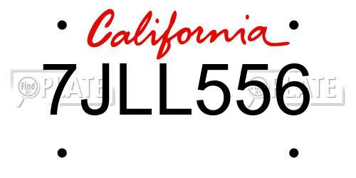 7JLL556 California License Plate