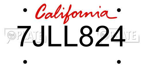 7JLL824 California License Plate