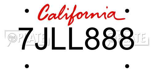 7JLL888 California License Plate