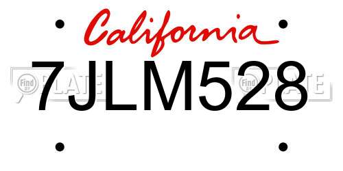 7JLM528 California License Plate